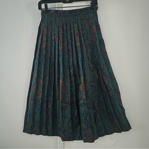 DIANE VON FURSTENBERG Vintage High Waist Midi Blue Green Paisley Print skirt